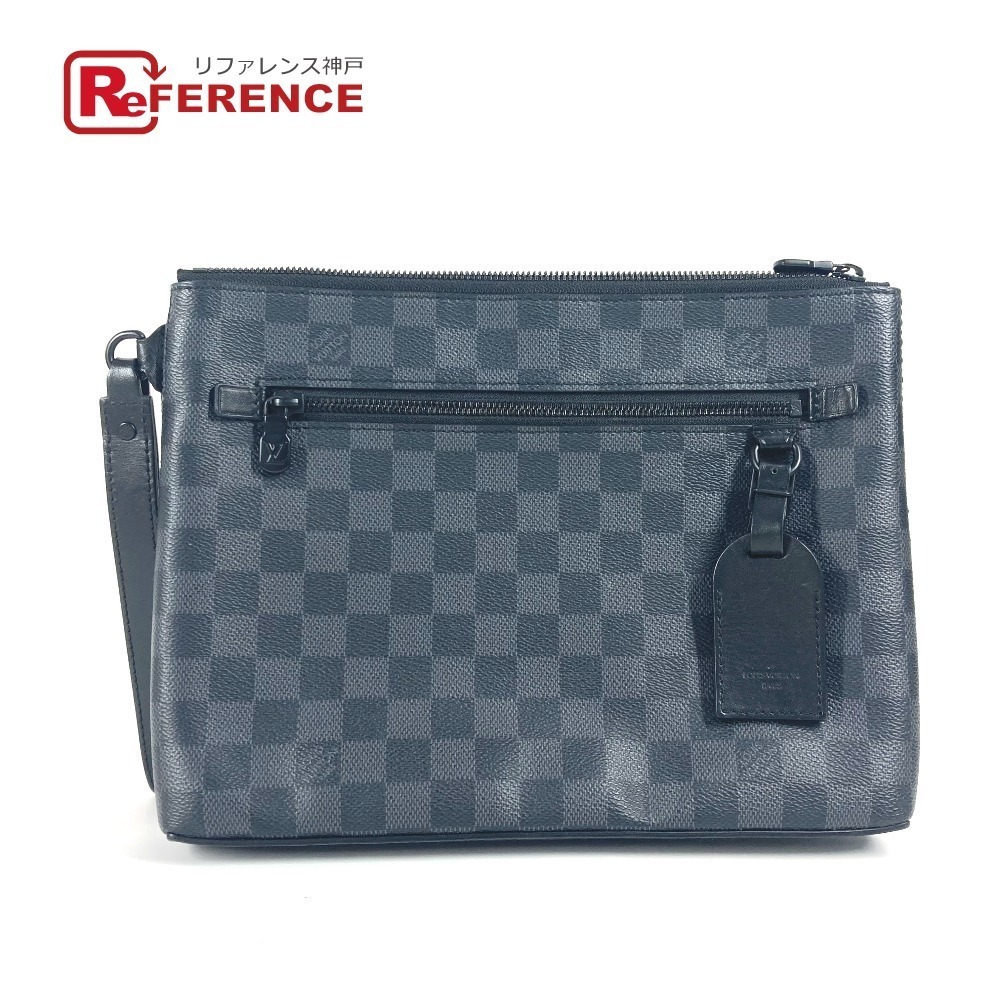LOUIS VUITTON Damier Graphite Black Takeoff Clutch Bag Shoulder Clutch Strap